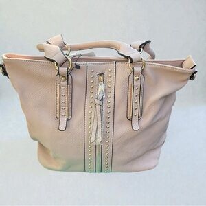Stylish Beige Studded Tote Bag